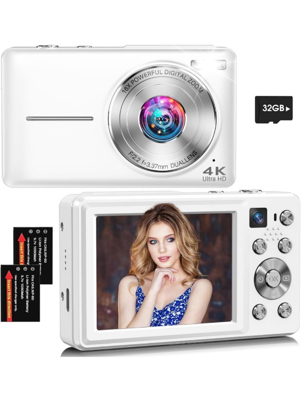 4K 64MP Digital Camera with Autofocus, 16X Zoom & Dual Lens - Perfect for